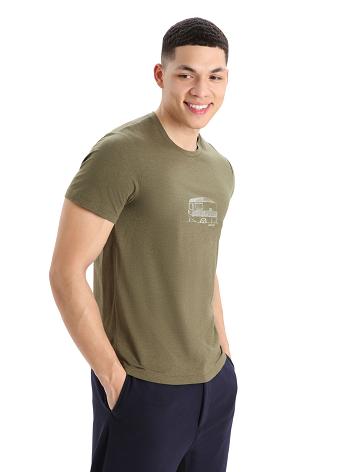 Loden Icebreaker Merino Central Classic Short Sleeve Caravan Men's T Shirts | AU 1150PJJQ